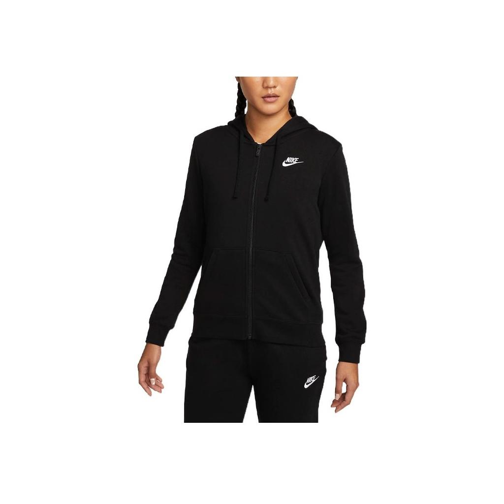 Nike Logo Printed Zip-Up Hoodie Women jackets Black DQ5472-010