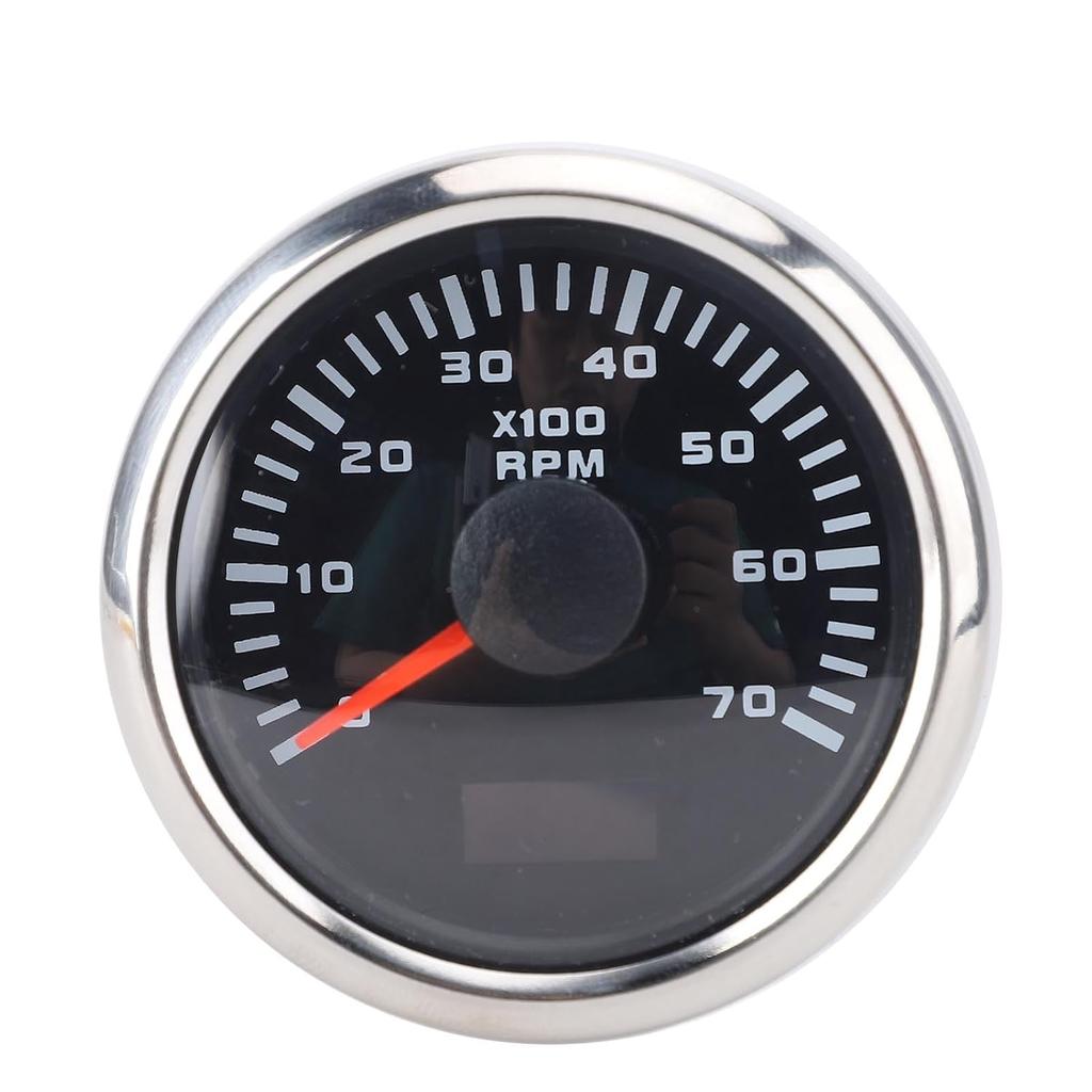 52mm 7000RPM Tachometer with Hourmeter Dynamic 7 Color Backlight DC 9-32V RPM Gauge Versatile Ratio Calibration for Truck Tractor Car RV Boat (White