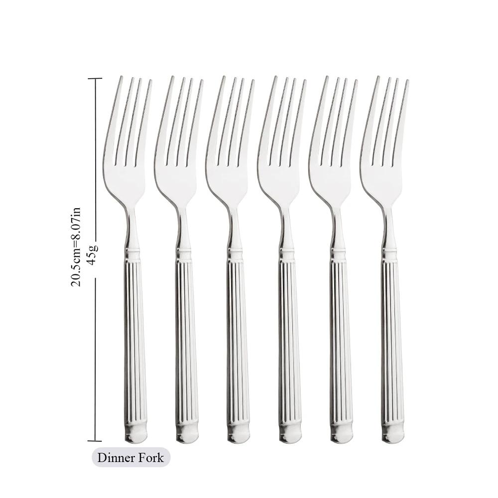 Mirror 6/24Pcs Tableware Set Stainless Steel Cutlery Knife Cake Fork Coffee Spoon Dinnerware Vintage Home Kitchen Flatware Set
