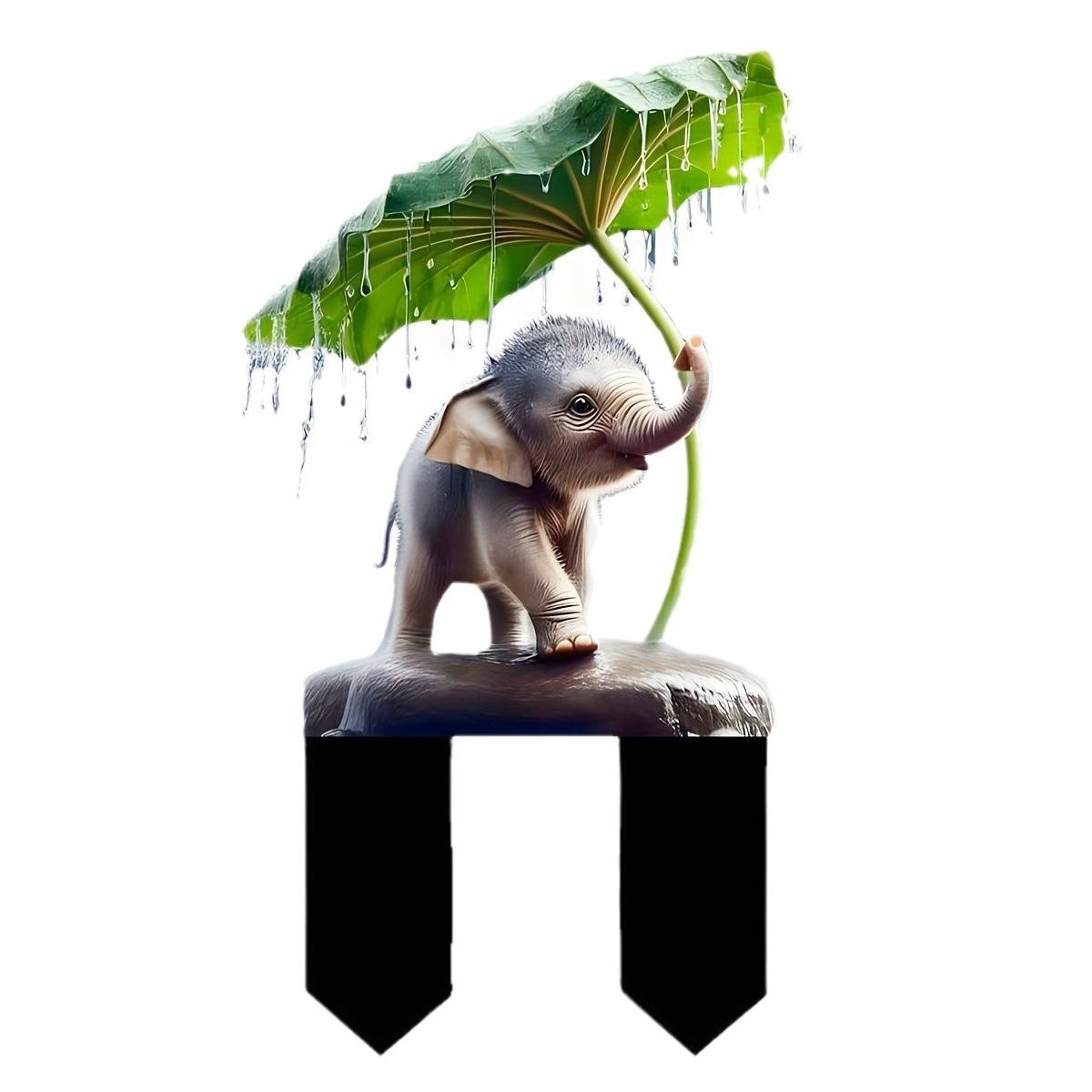 Acrylic Elephant Ground Plug Waterproof Potted Plant Home Scene Decoration A