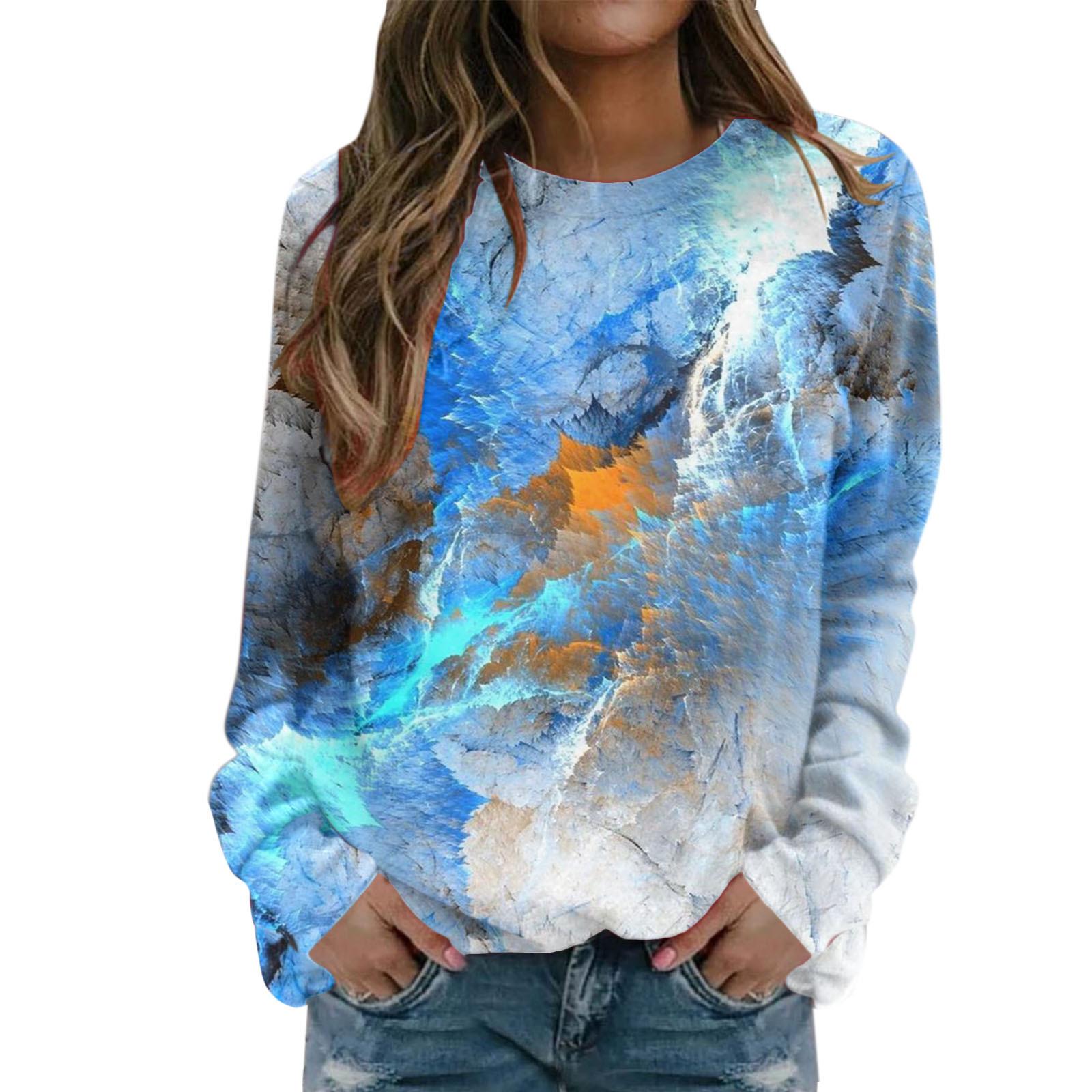 

Женская толстовка с круглым вырезом и 3D цифровой печатью «Звездное небо», осень-зима, свободные пуловеры большого размера