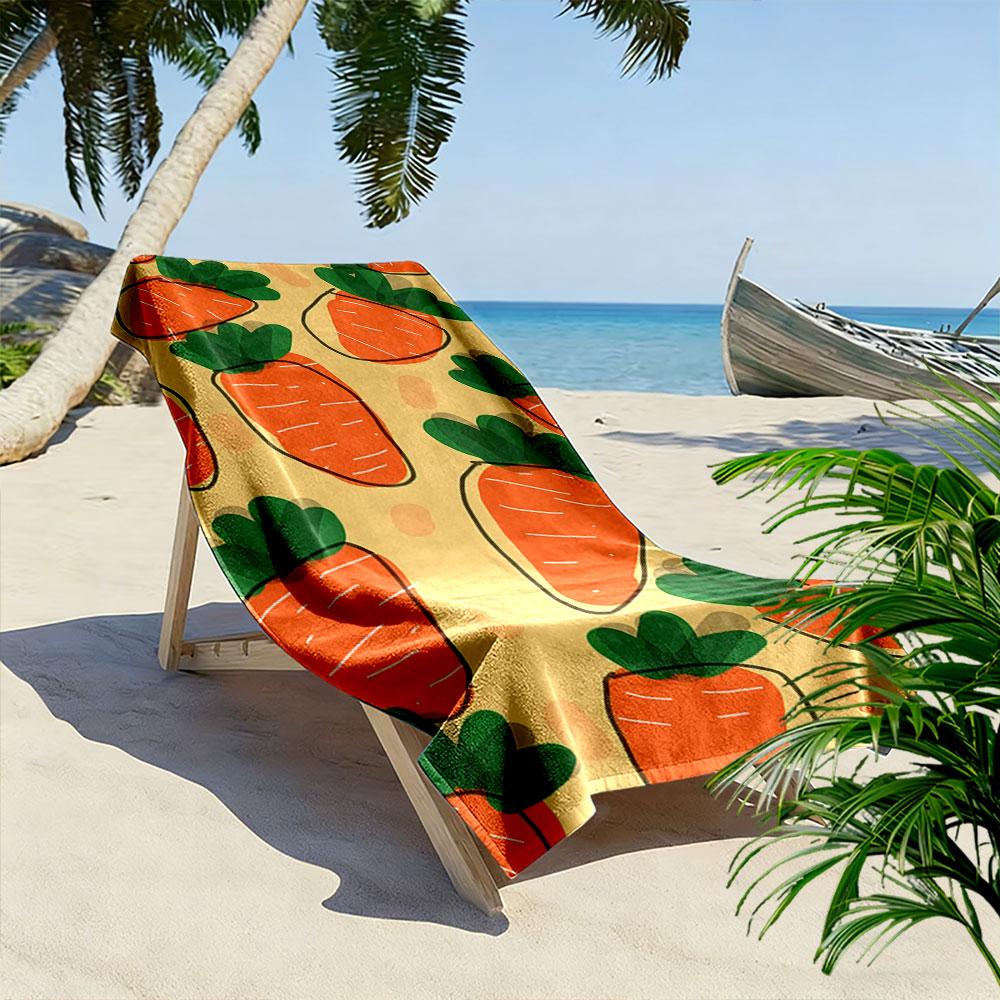 Playful carrot paradise Print beach towel, quick drying, suitable for travel, outdoor sports, jogging, the beach and swimming, gift