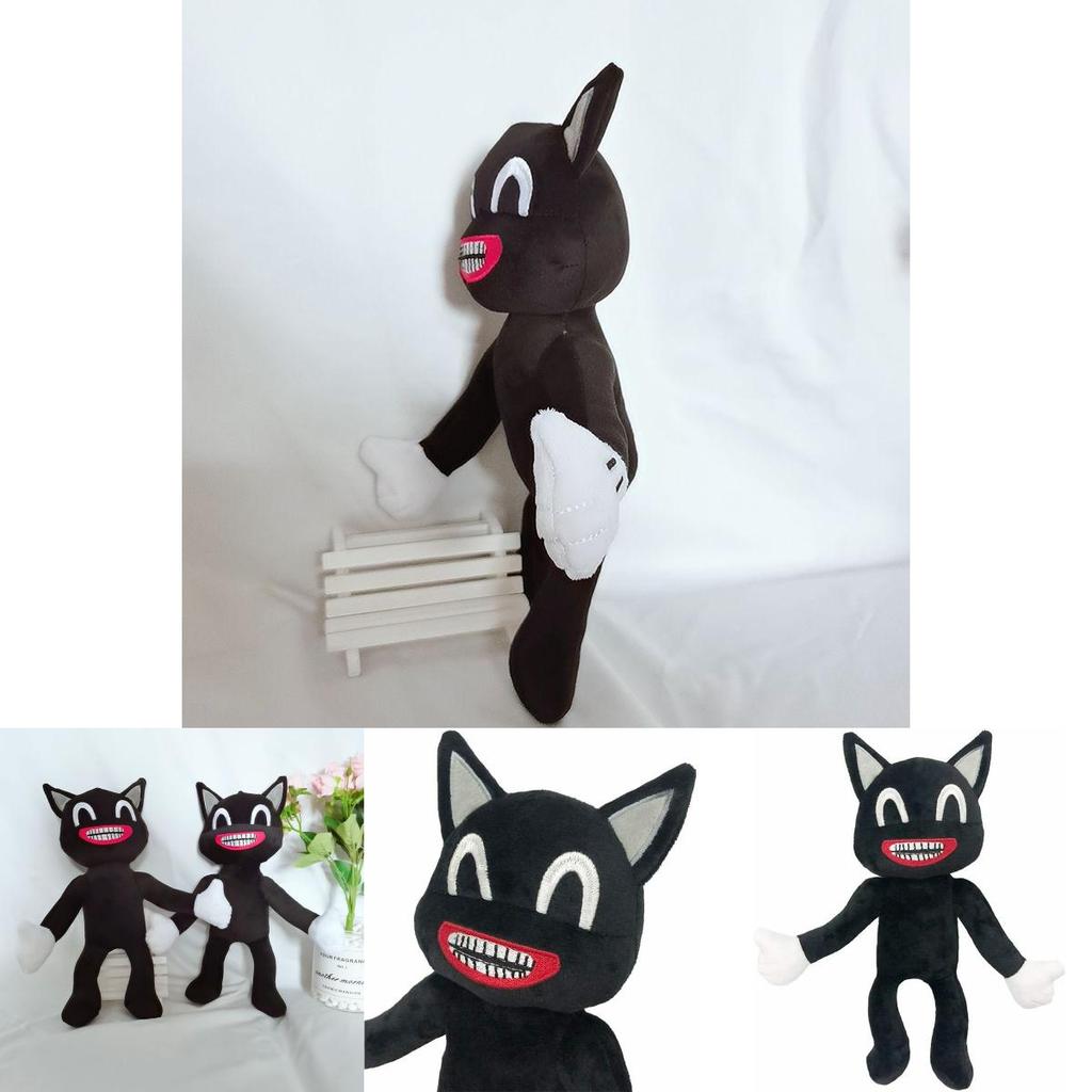 Adorable Black Cartoon Cat Plush Toy Stuffed Doll Perfect For Halloween Decorations