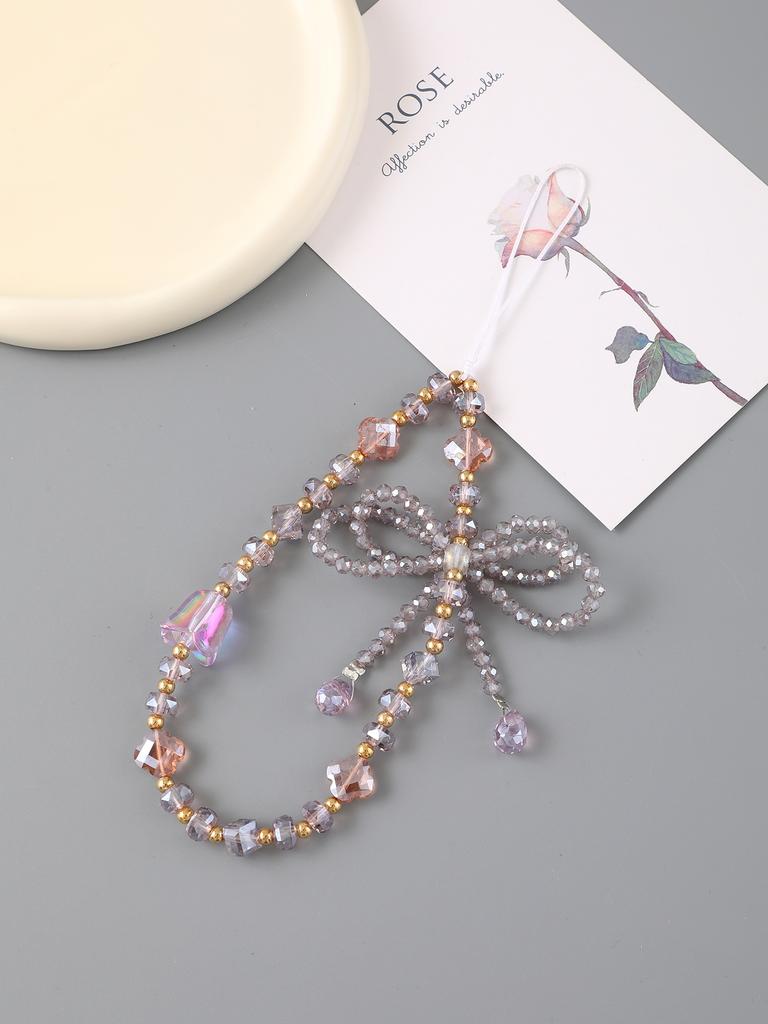 Multi Color Light Personalized Bell Orchid Crystal Bead Mobile Phone Chain Hanging Decoration Hanging Chain