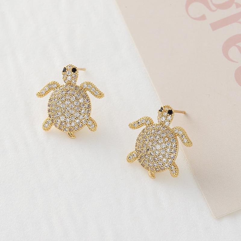 18K Gold Plated Sea Turtle Earrings with Micro-Set Zircon