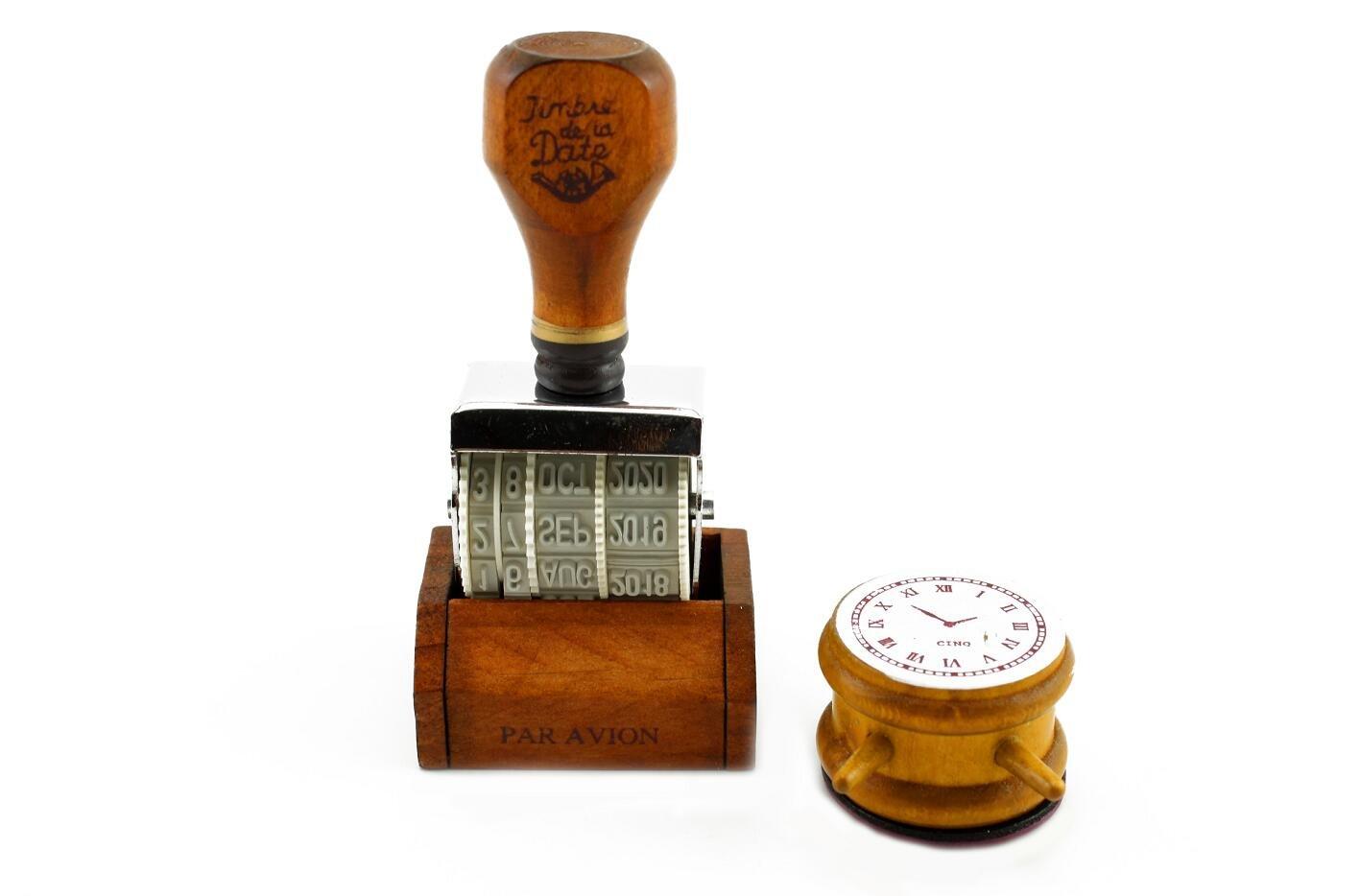 

антикварный ретро деревянный датер штамп даты штамп времени зеленый