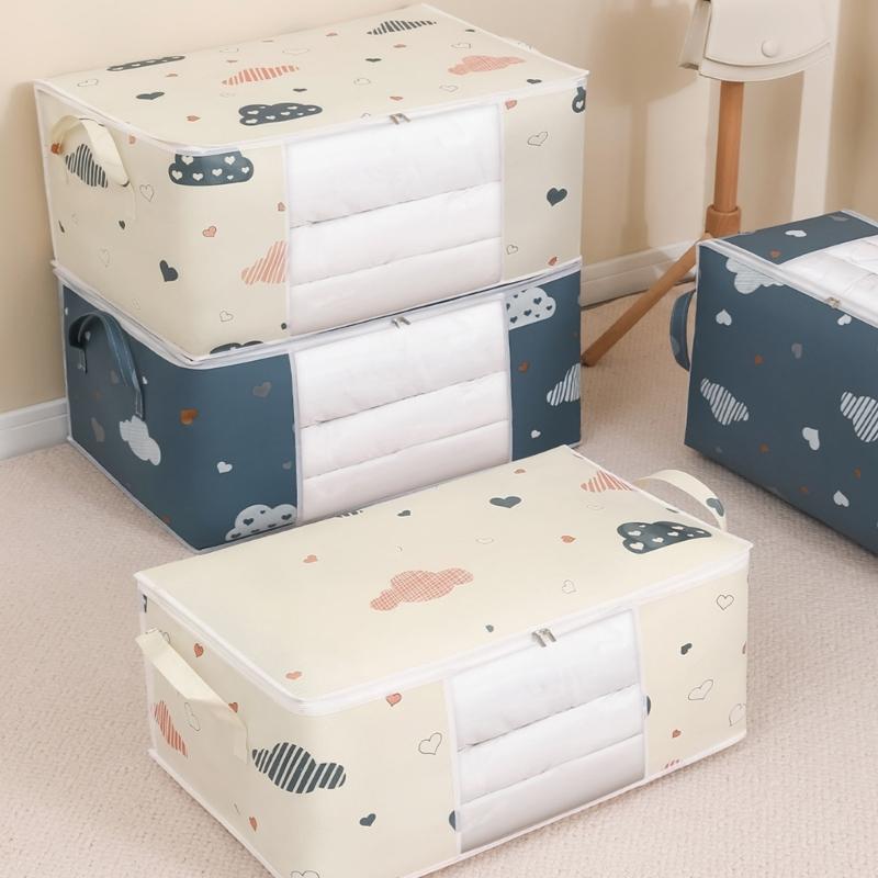 4Pcs Quilt Storage Container with Lids Large Capacity Fabric Quilt Bags Versatile Storage Bin for Household Use