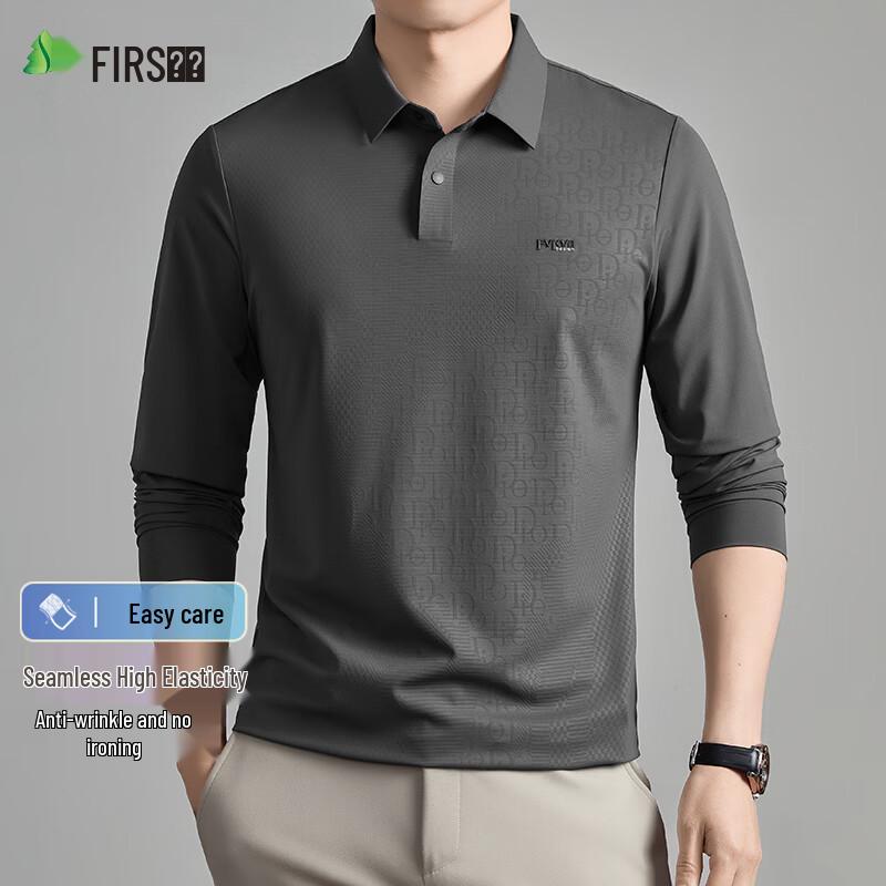 

FIRS Men s Seamless Wrinkle-Free Business Casual Long-Sleeve Polo 50/L