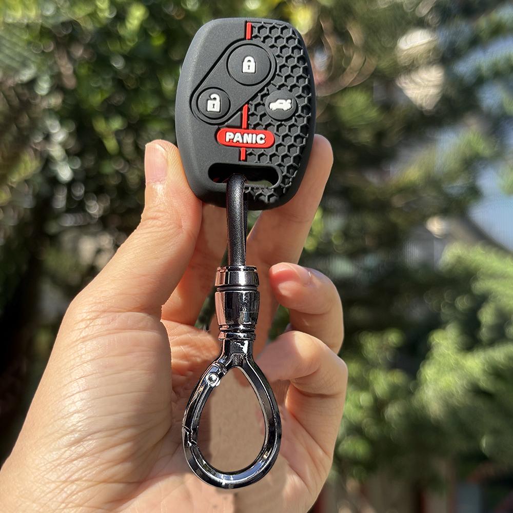 Key Fob Case Keychain For Honda Civic 4D Jazz Gr8 CR-V SRV FRV Fit CSX Chord 7 Accord Emblem Extra Screw Silicone Protection