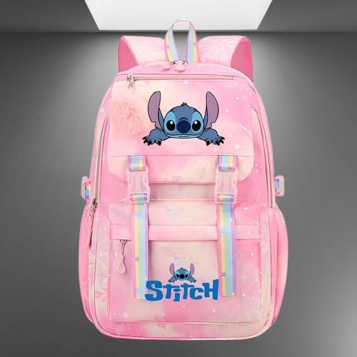 Zaino con Stampa Stitch PQKL-party 43x29x15cm Design Adorabile Grande Capacità Rosa