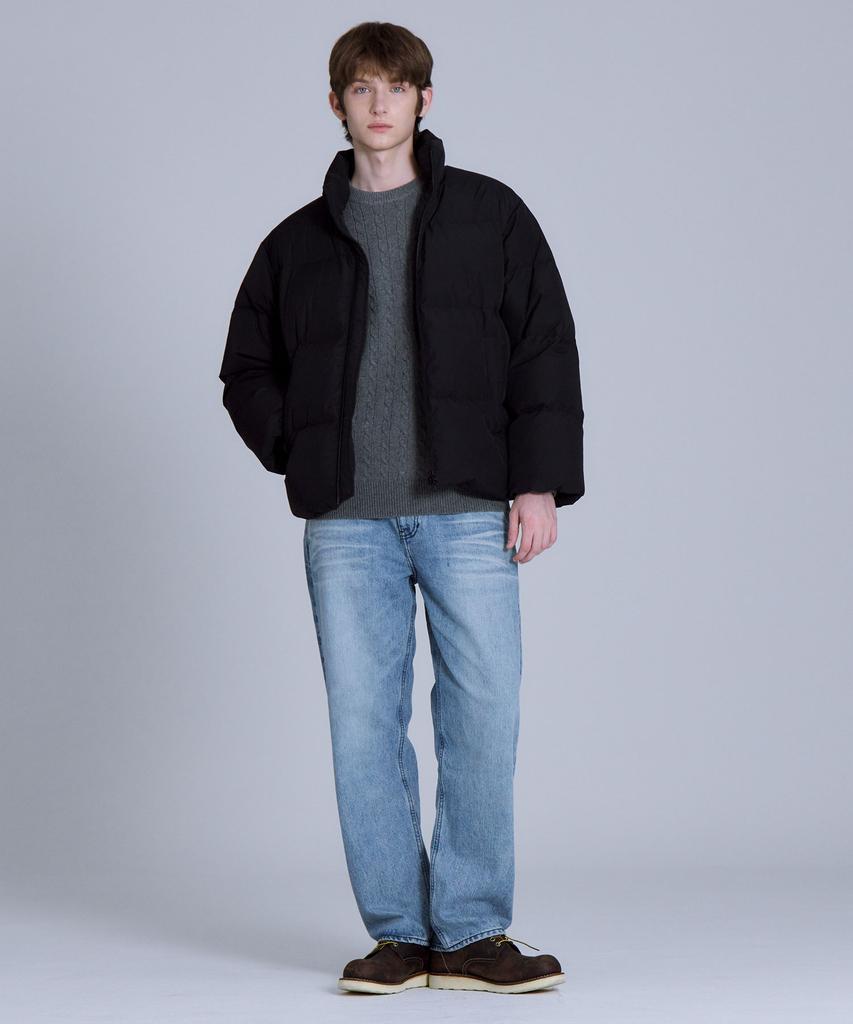 BASIC HOUSE Cable Round Neck Knit Melange Grey Lykt7101