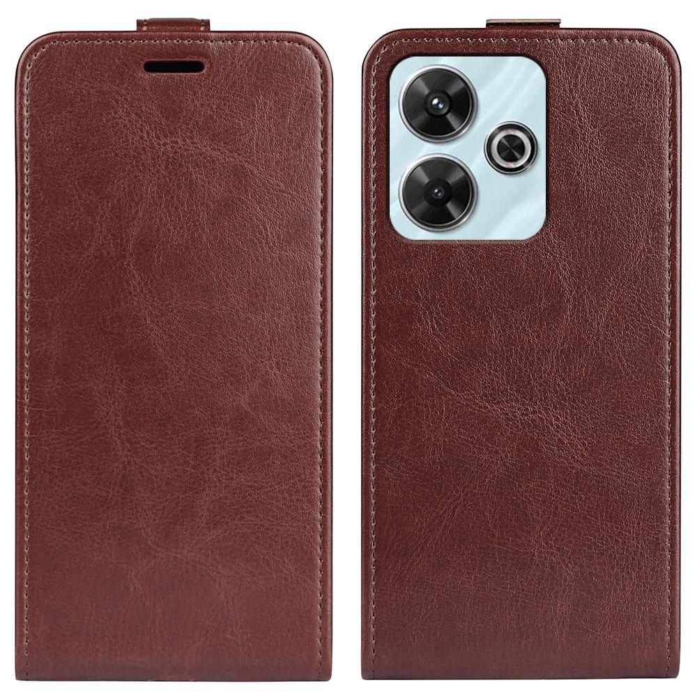 

Для Xiaomi Redmi 13 5G/13 4G/Note 13R 5G/Poco M6 4G Чохол PU Шкіряний Чохол для Телефону Вертикальний Фліп Brown