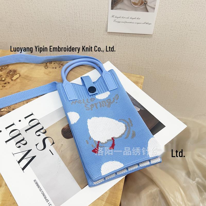 Cute Cartoon Dopamine Knit Crossbody Phone and Coin Bag