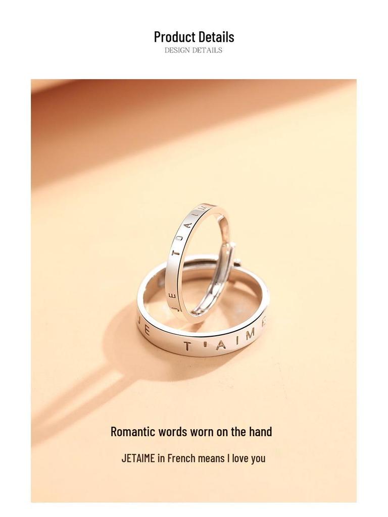 925 Sterling Silver French Couple Rings: Simple Luxurious Wedding Bands for Men & Women