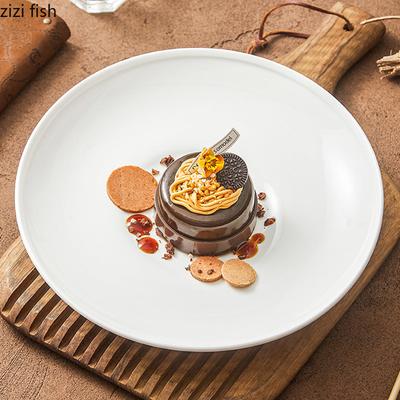Pure White Ceramic Shallow Plate Restaurant Dessert Plate Serving Plate Steak Salad Plates Molecular Cuisine Creative Tableware