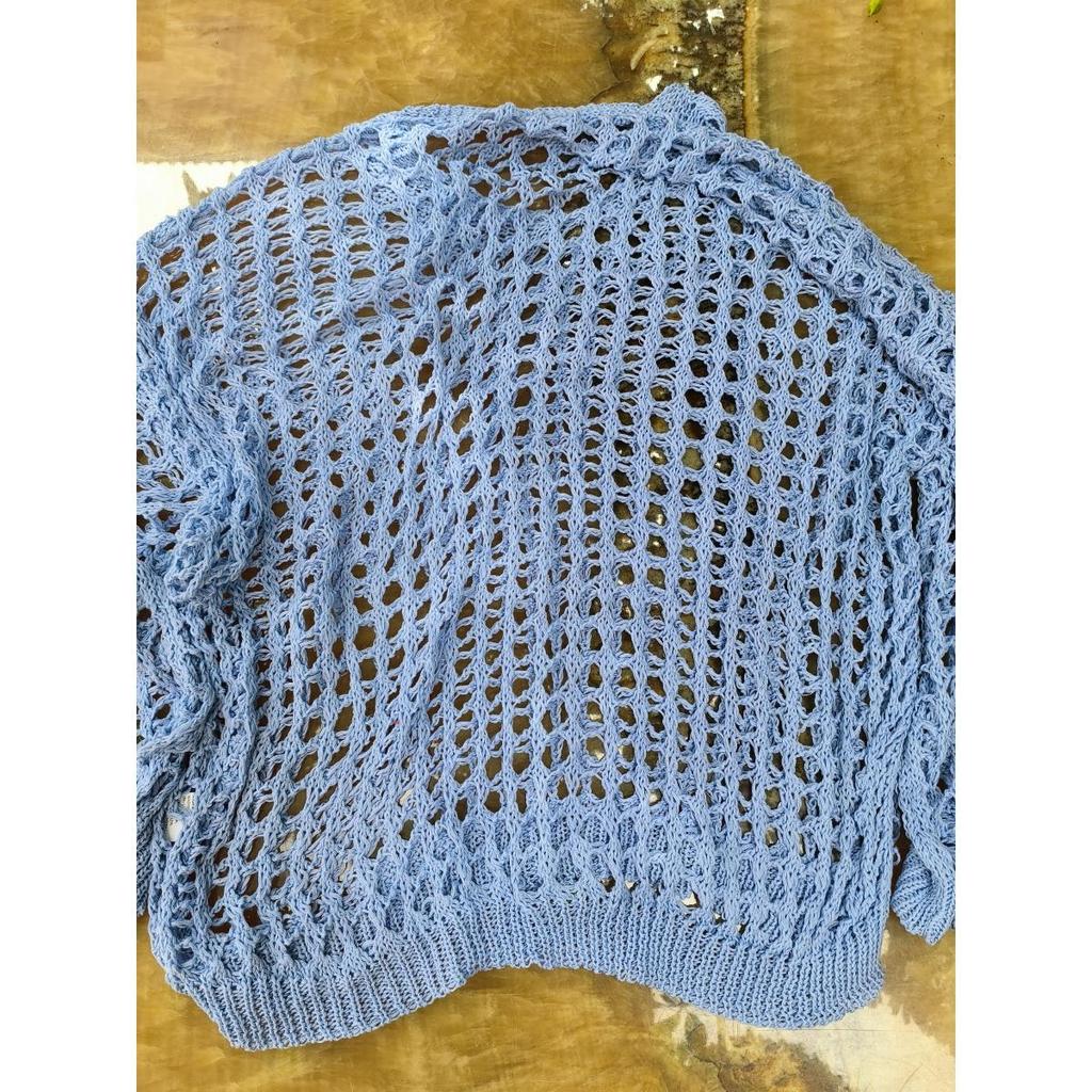 Lockerer lässiger Strickpullover mit Aushöhlungen - Langärmige Strandbekleidung in großer Größe