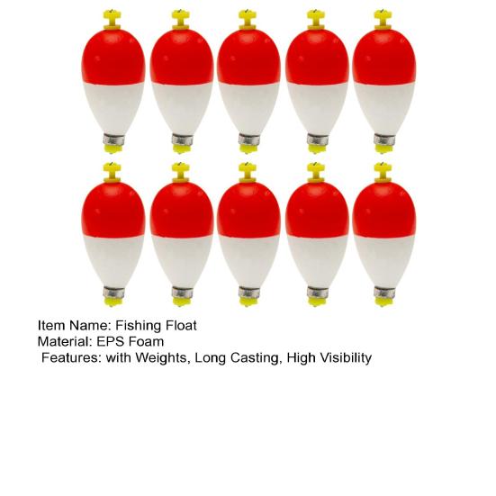 10/16Pcs EPS Foam Fishing Float with Weights Long Casting Lightweight High Visibility Buoyancy Ball Buoy Bobber Float Saltwater Freshwater