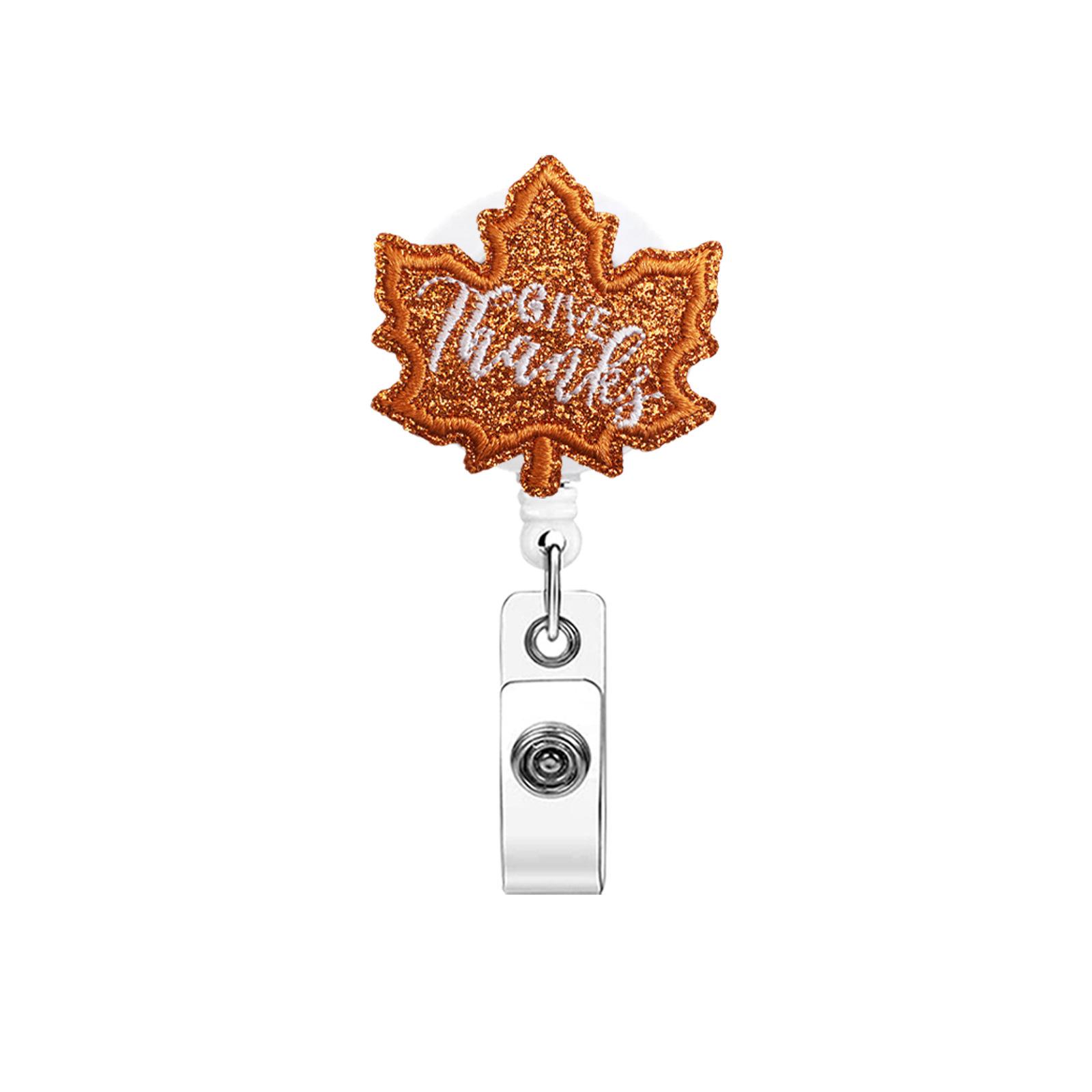 

Thanksgiving Badge Holder Sturdy Retractable Id Badge Holder Cute Embroidered Badge Reel Cute For School Doctor Essential Worker