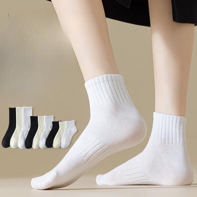 Damen Frühling und Herbst Einfarbige Atmungsaktive Schweißabsorbierende Antibakterielle Röhrensocken