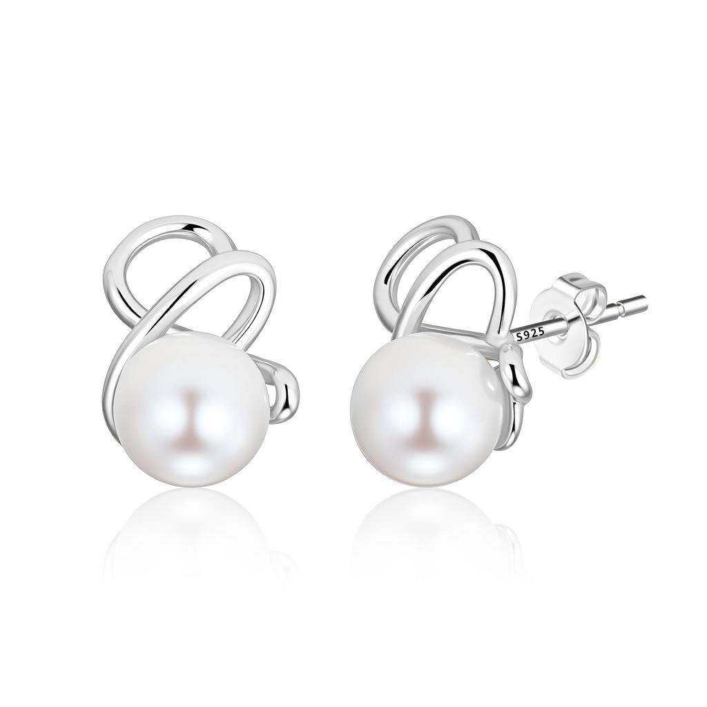 Elegant S925 Silver Camellia Pearl Stud Earrings for Women - Light Luxury Vacation Style