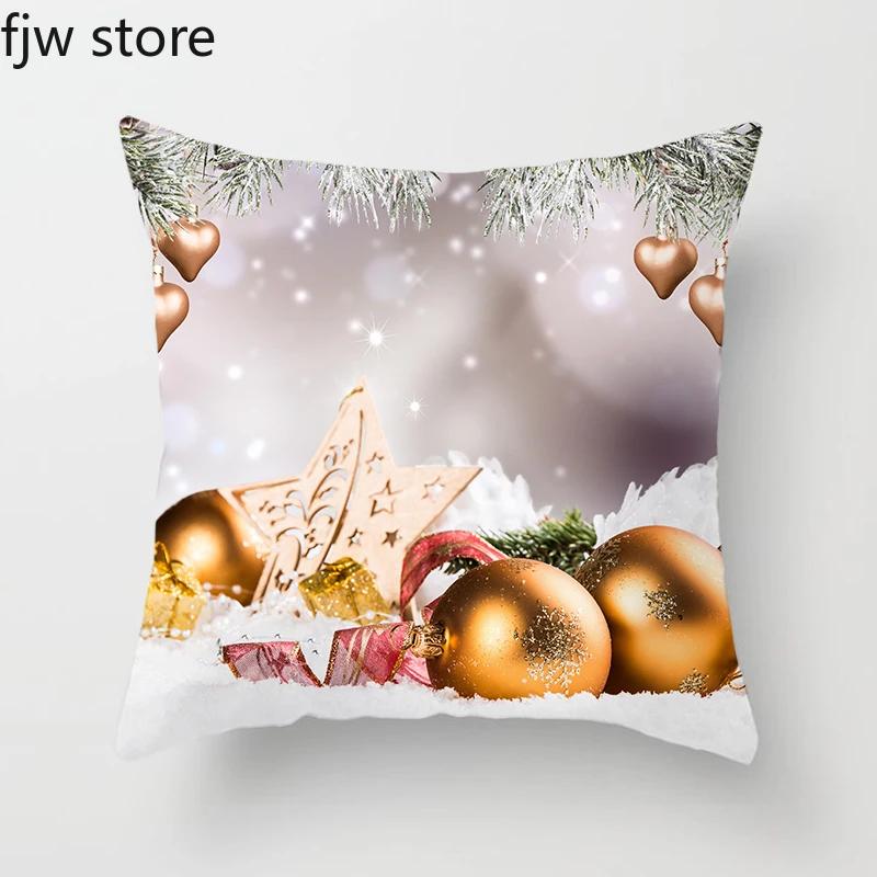 Christmas New Year Decoration Pillowcase  Ball Pendant Printed Throw Pillow Cover Sofa Cushion  Home