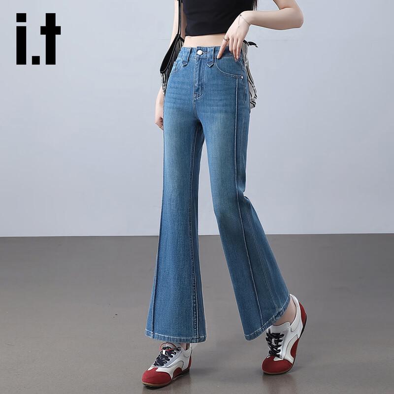 

Izzue It Женские Ретро Расклешенные Джинсы с Завышенной Талией, Утягивающие, Стрейч XL