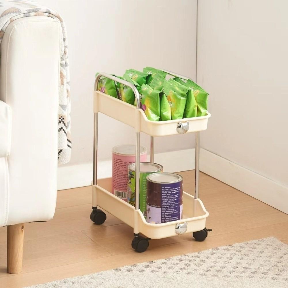 With Wheel Storage Rack Space-Saving Bathroom Cart Organizer Durable Mobile Shelving Unit  Bathroom