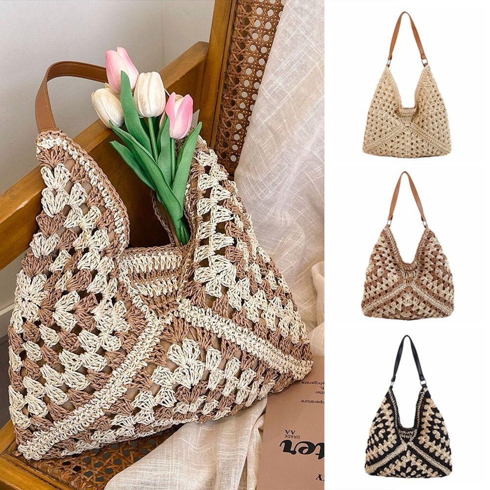 Leisure Straw Crochet Bag Beach Women's Handbags New Weave Shoulder Bag  Ladies/Girls