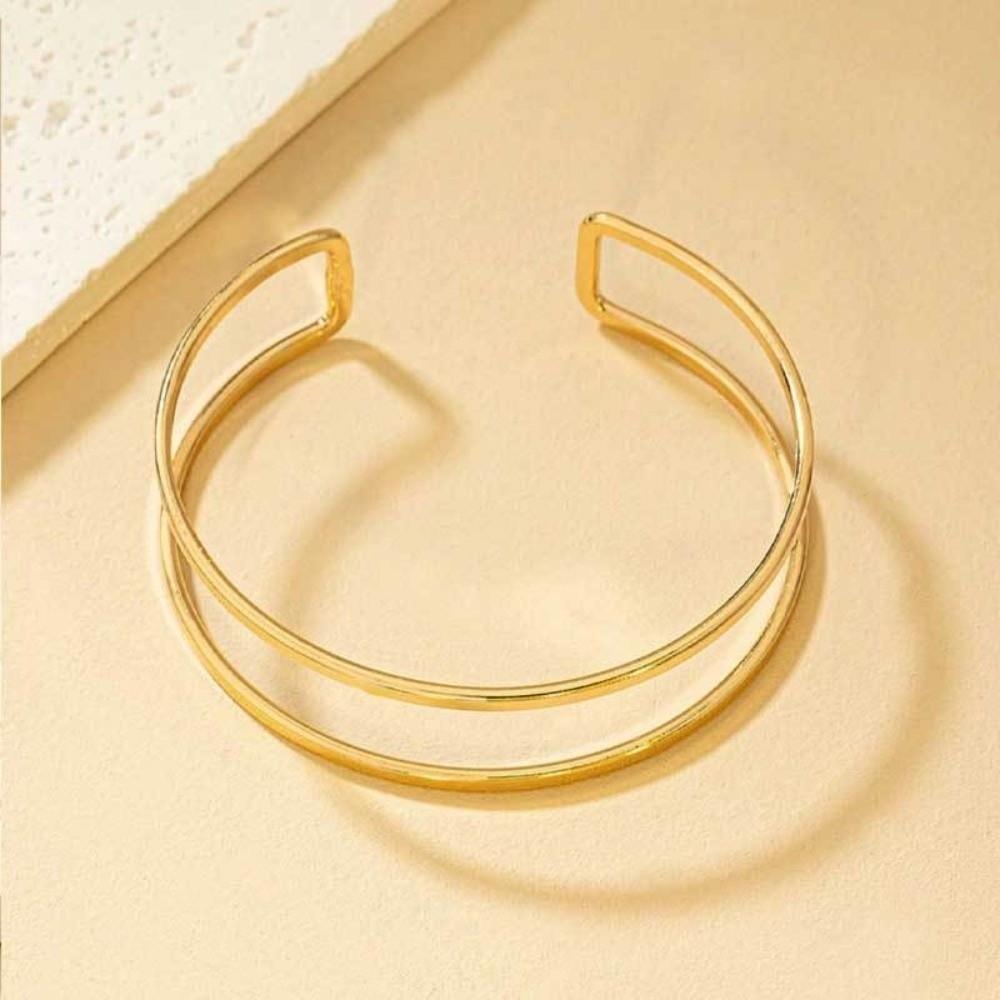 Vintage Style Upper Opening Bracelet Gold Color Geometric Bangles Gift Circular Bangles Daily Wear