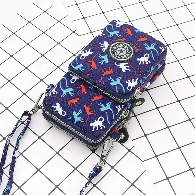 Nylon Schulter-Crossbody-Handytasche für Damen, Sport Laufen Mehrschichtige Reißverschlusstasche Armbandtasche, Clutch Münzbörse, Schlüsselhalter