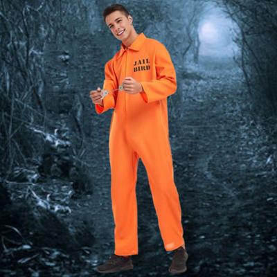 Halloween Prisoner Cosplay Jumpsuit with Manacle Halloween Unisex Children Adult Role Play Outfit Long Sleeves Lapel
