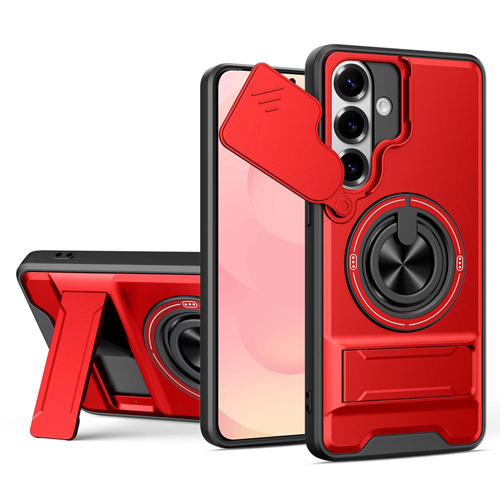 For Samsung Galaxy S26 / S26 Pro Magnetic Case Ring Holder Foldable Kickstand TPU PC Phone Cover with Camera Lens Slider