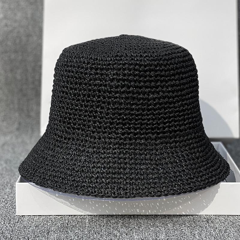 

Size Pepper Straw Top Hat Jazz Straw Hat Female Sun Hat Summer Trendy Hat Sun Protection Panama M（56-58cm） чорний