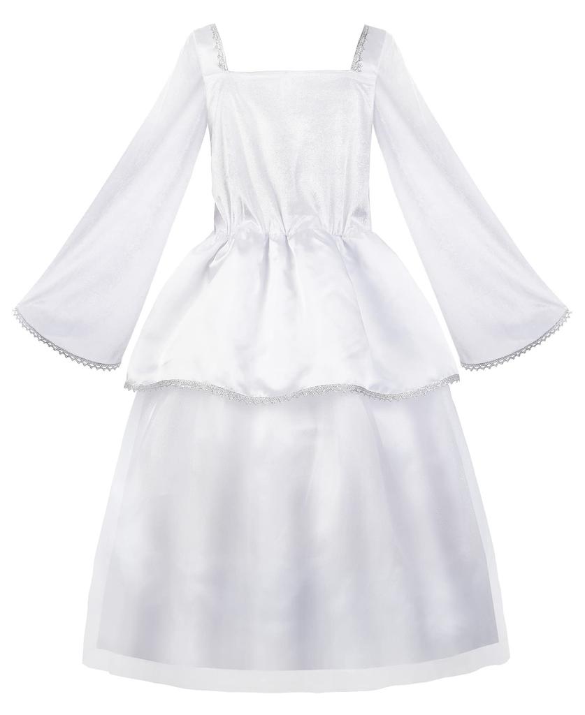 ReliBeauty Halloween Cosplay Angel Costume for Feather Long Long Size 110 Girls, Wings, Sleeves, Dress, White,