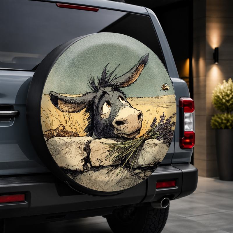 1pc Hand-Painted Donkey Car Tire Cover - Fit for Vehicles, Portable Lightweight Donkey-Themed Wheel Suitable for Daily Parking, Camping & Outdoor Trip