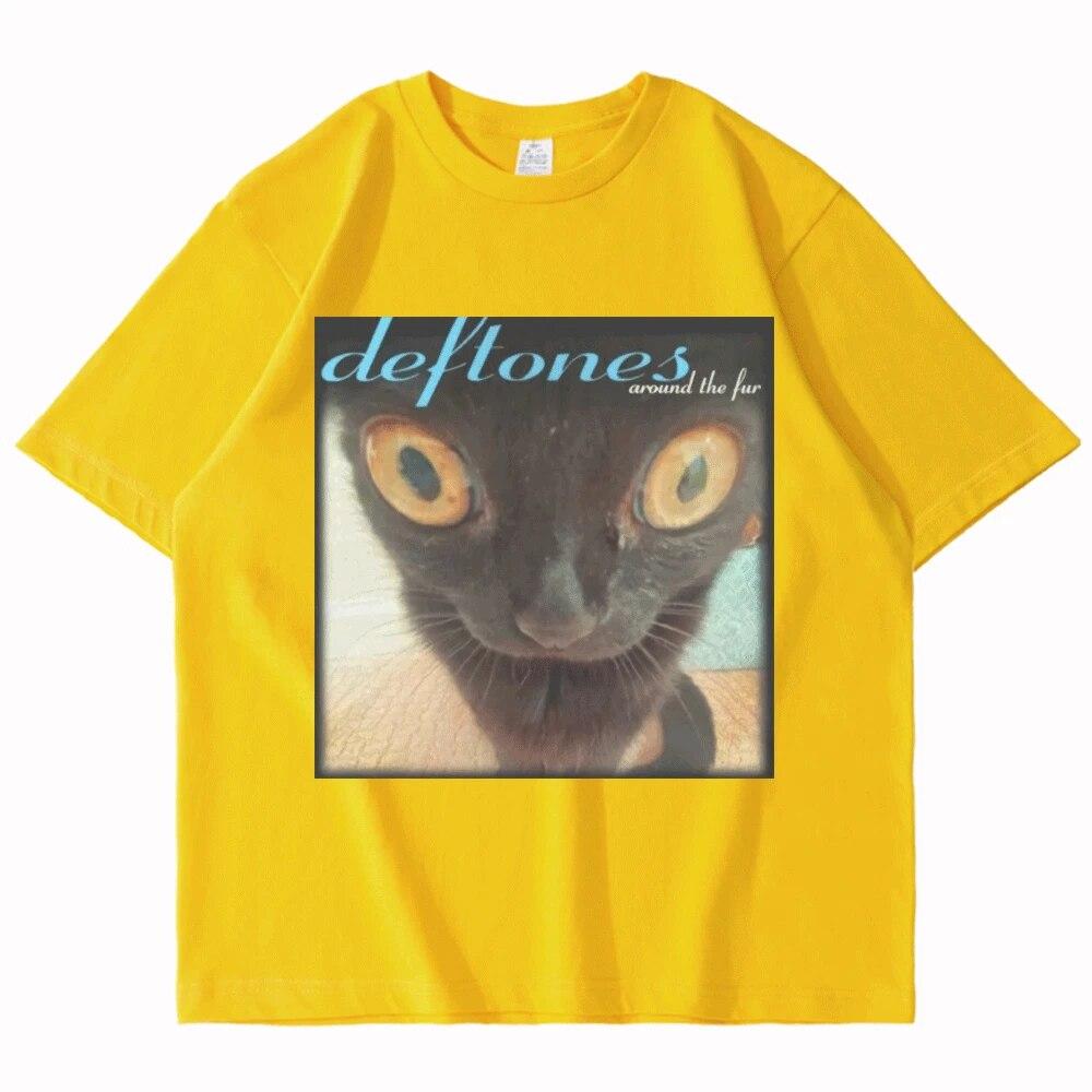 Deftones Around The Fur T-shirt unisex da donna Street Hip-hop Harajuku oversize maniche corte T-shirt in cotone nero alla moda