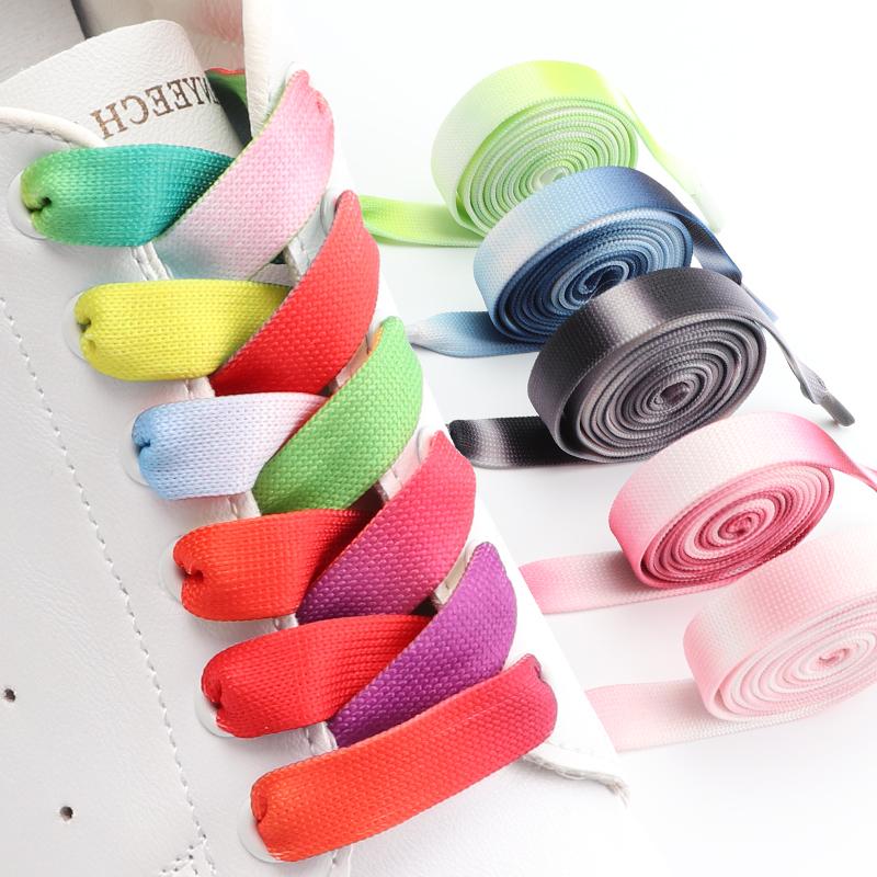 Rainbow Gradient Flat Shoelaces 1.2CM Width Shoe Laces for Sneakers Casual Shoelace for Women Man Shoestrings 100/120/140CM