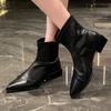 Autumn Women Ankle Boots Fashion Pointed Toe Ladies Short Boot Square Low Heel Casual Winter Women'S Footwear Shoes