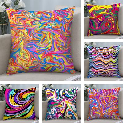 Abstract Colorful Chaotic Waves Pillow Case Short Plush Pillow Covers Sofa Decorative Home Double-sided Printing Cushion Cover