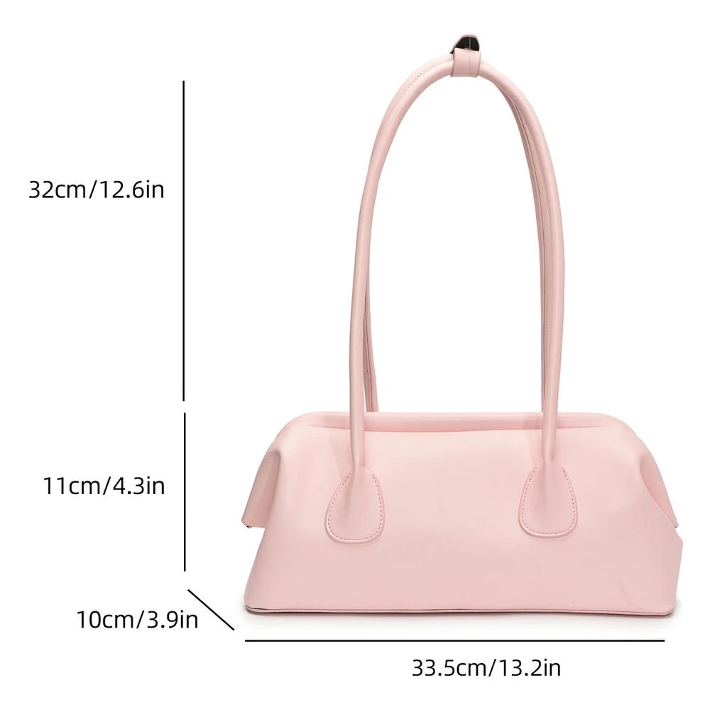 Solid Color PU Leather Underarm Bags For Women 2025 Spring Korean Fashion Retro Simple Shoulder Bag Lady Handbags And Purses