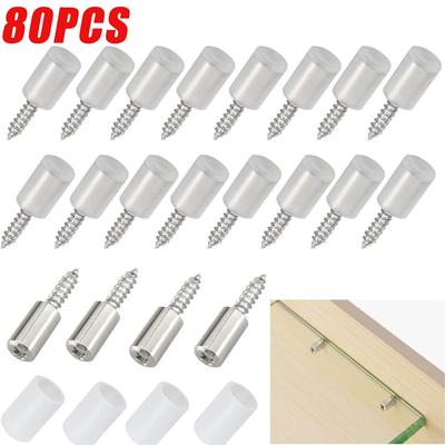 80/10 piezas de tornillos autorroscantes para placa de soporte de armario, estante de almacenamiento, soporte fijo para tabique con funda de goma antideslizante