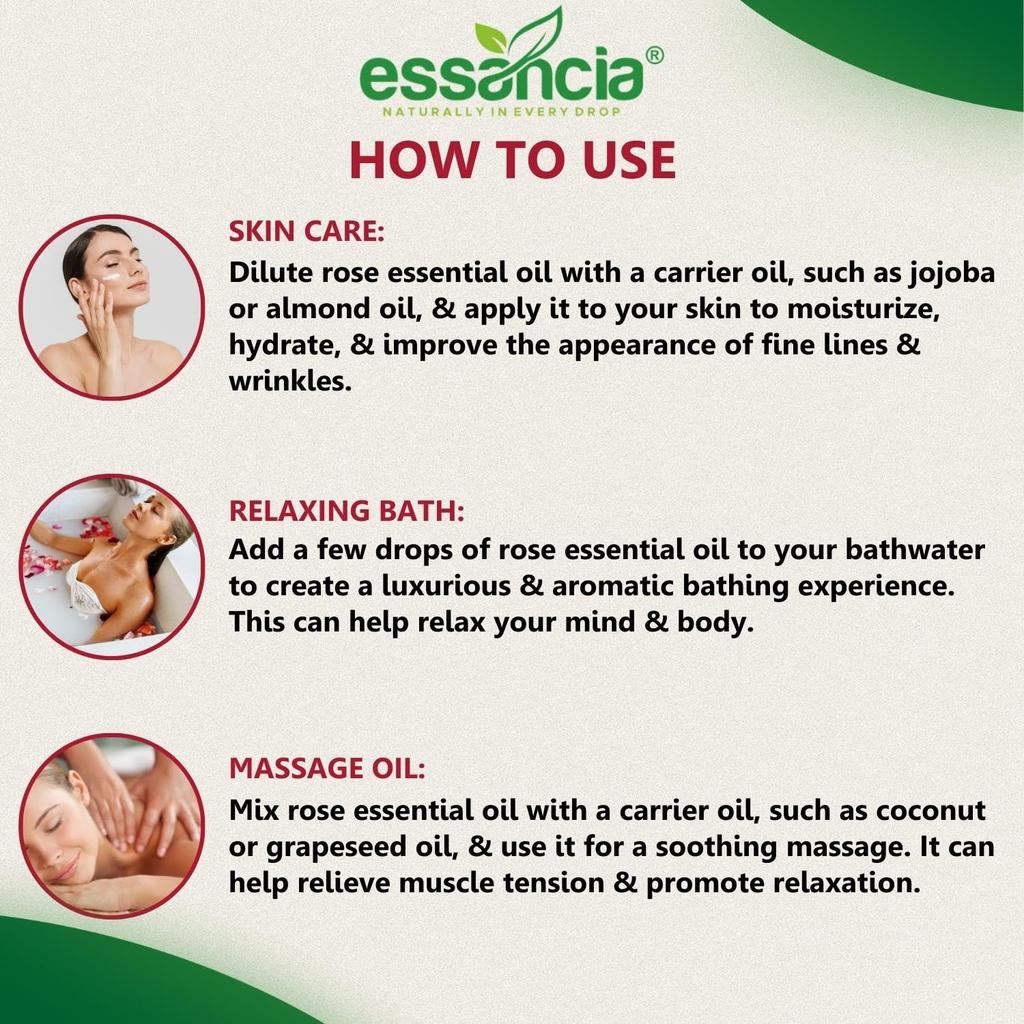 Rose Essential Oil, 100% Pure, 15ml, for Aromatherapy and Beauty (15 ML)