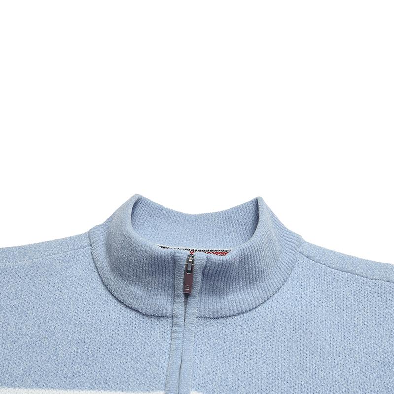 FILA Heritage Classic Fashion Simple Striped Trendy Comfortable Casual Versatile Warm Knitted Cardigan Sweater Women sweater Pure-Blue F11W618404FLB