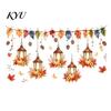 Autumn Scene Window Stickers Maple Leaf And Lantern Static Sticker, Double Sided PVC Waterproof Seasonal Art Decals, Removable Electrostatic