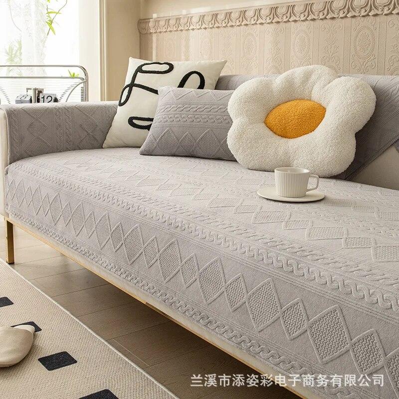 

Kalınlaşmış peluş kanepe yastığı dört sezon oyma çiçek High-End oturma odası kanepe yastığı basit Modern kaymaz kanepe kılıfı havlu 70x70cm 1pcs