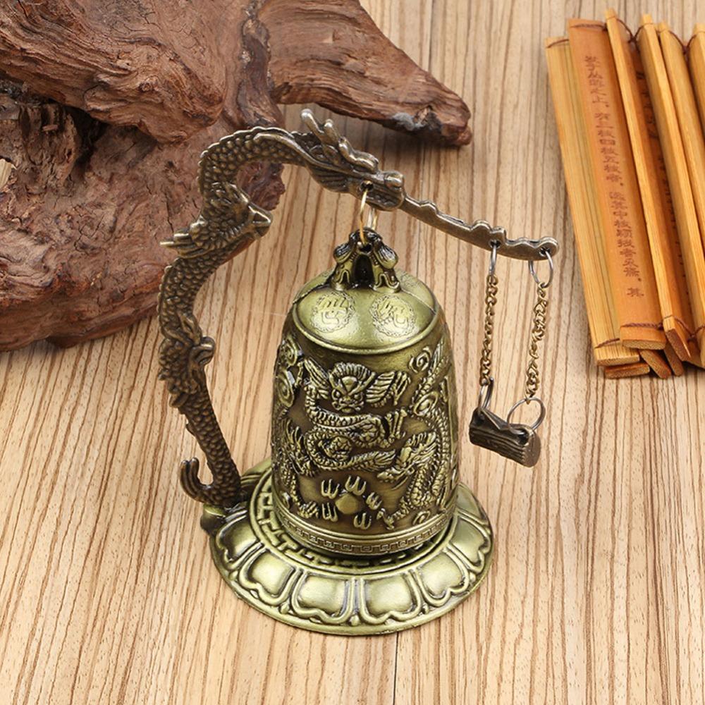 Bronze Buddhist Bell Ornament Alloy Bronze Bell Statue Dragon Bell Decoration Home Office Decor