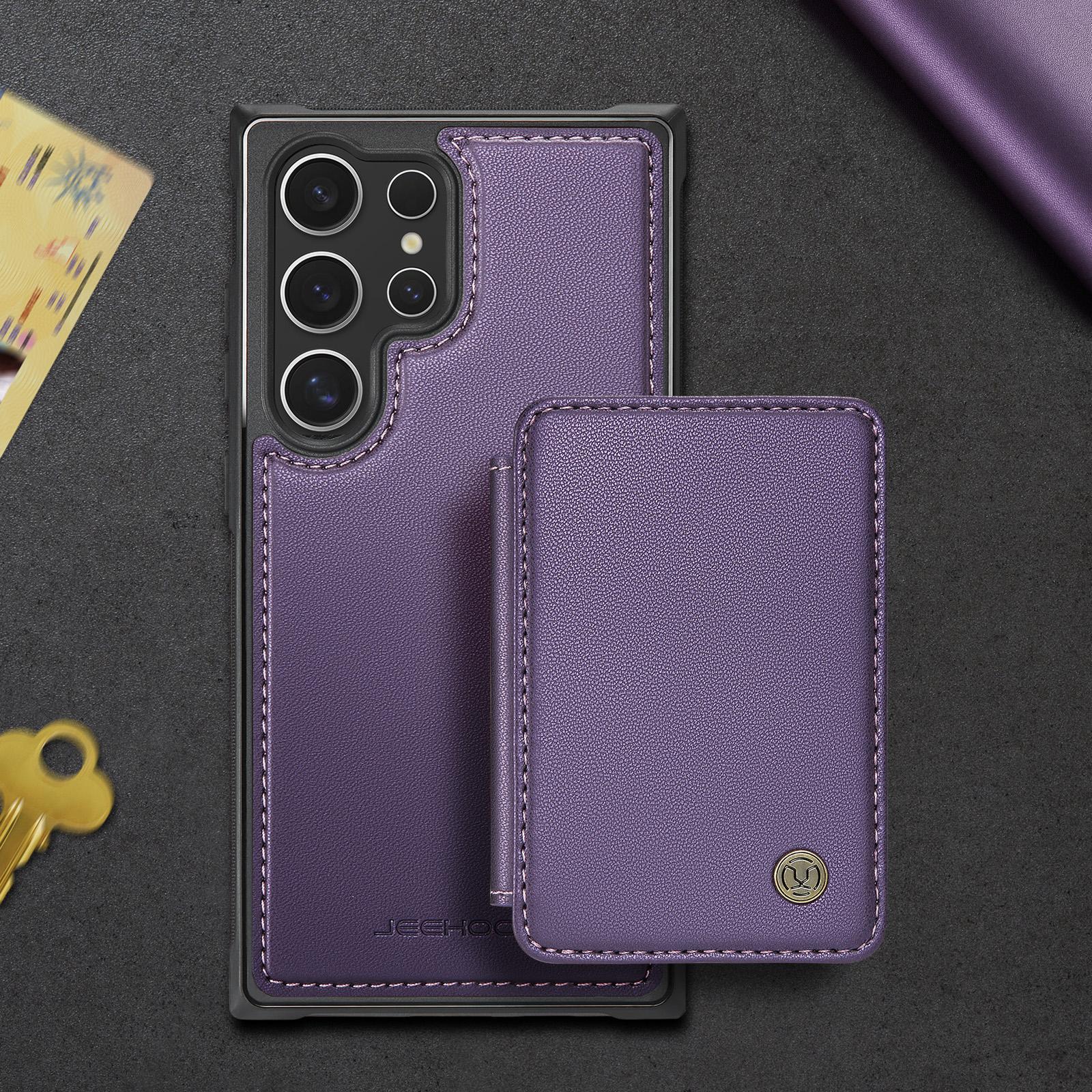 

Leather Case for Samsung Galaxy S26 Ultra S25 Edge S24 Plus S23 FE S22 S21 S20 Note 20 Detachable Magnetic Card Holder Wallet Galaxy Note20 Ultra фіолетовий