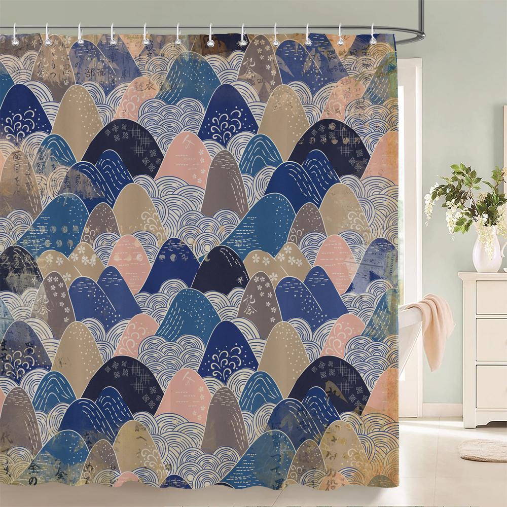 High Quality Shower Curtain Printing Chinese style Ink landscape Waterproof Bathroom Curtains Decor Polyester Fabric with Hooks