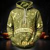 Men's Casual Long Sleeve Hoodie with Halloween Print for Everyday Wear