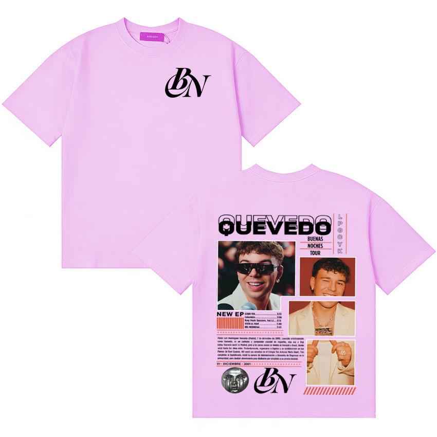 Rapper QUEVEDO BUENAS NOCHES Music Tshirt Unisex Women Fashion Crewneck Tshirts Casual Loose Y2K Short Sleeve T Shirt Fans Gift